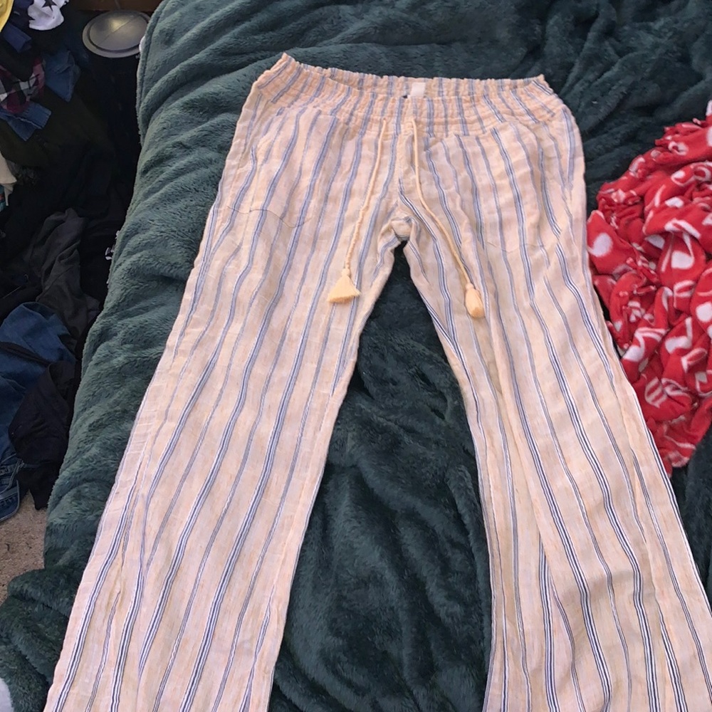 Yellow Stripped Dress Pants w/ string tassels